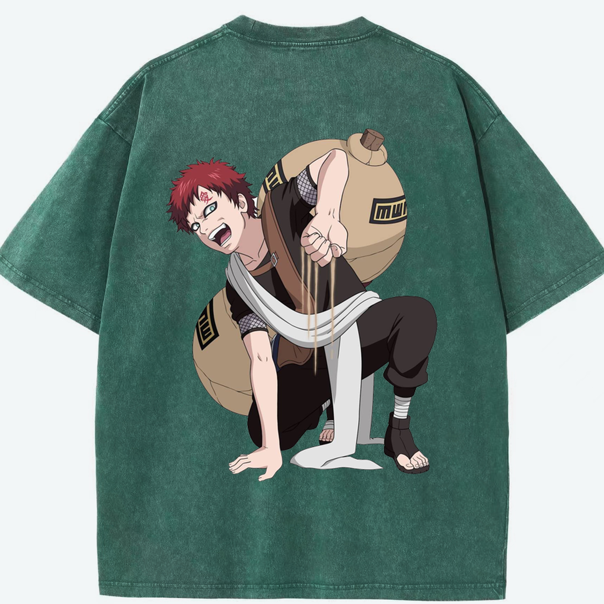 （画像用） NARUTO -ナルト- ガアラ Gaara 綿100% ヴィンテージ風 半袖Tシャツ（背面プリント）